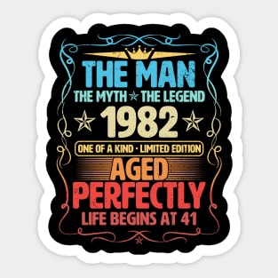 The Man 1982 Aged Perfectly Life Begins At 41st Birthday Sticker